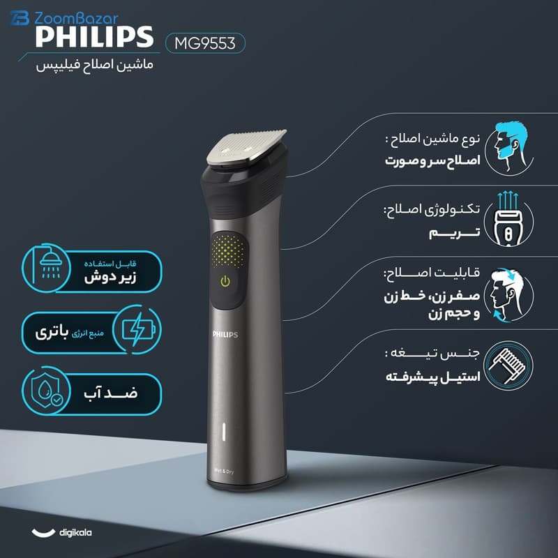ماشین اصلاح موی سر و صورت و بدن فیلیپس مدل MG9553 — تصویر ۱۲