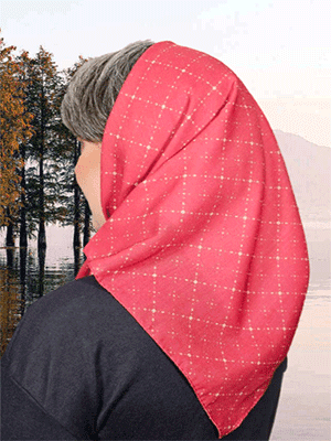 مینی اسکارف زرشکی طرح لوزی کد YM103