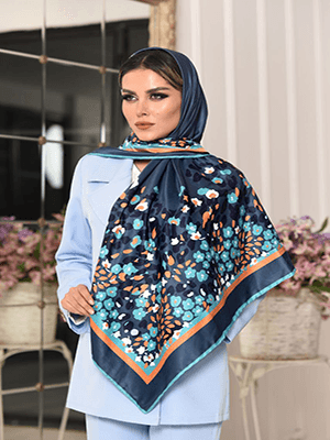 روسری نخی سایز ۱۲۰ سبز زمردی با شکوفه های ریز کد SC35 — تصویر ۴