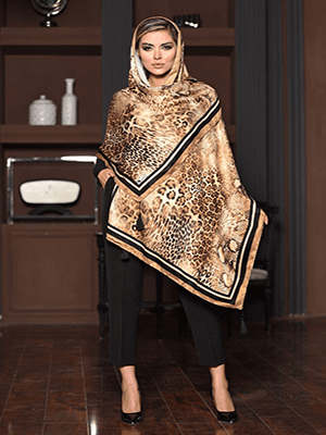 شال نخی نسکافه ای پلنگی و پوست ماری کد SG247