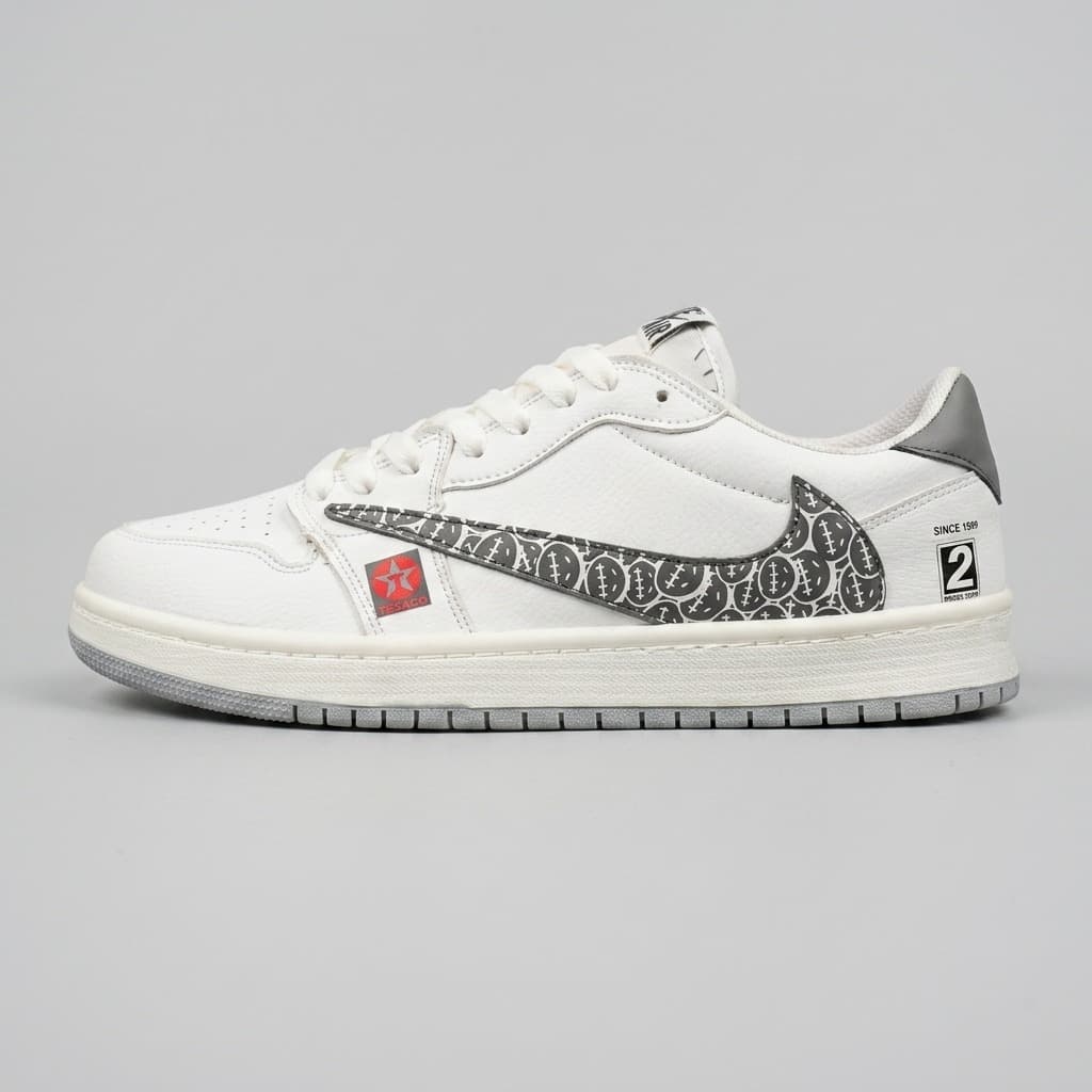نایک ایر جردن 1 بدون ساق تراویس اسکات سفید طوسی (Nike Air Jordan 1 Low Travis Scott BG )