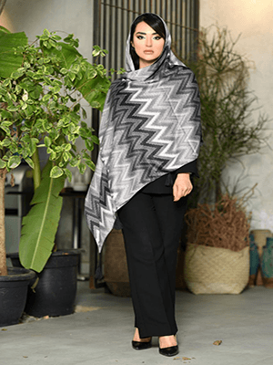 شال نخی طوسی طرح زیگزاگ کد SG264