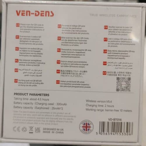 هندزفری ایرپاد وایرلس وندنز VENDENS BT014 — تصویر ۳