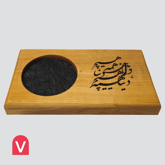 زیر لیوانی چوبی طرح دار مدل دنیا همه هیچ