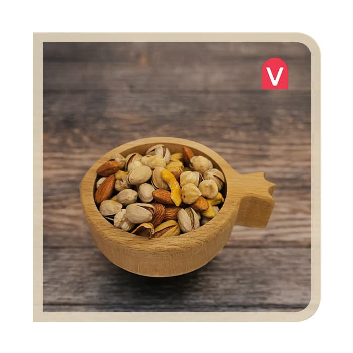 ظرف آجیل خوری چوبی طرح انار گرد شب یلدا