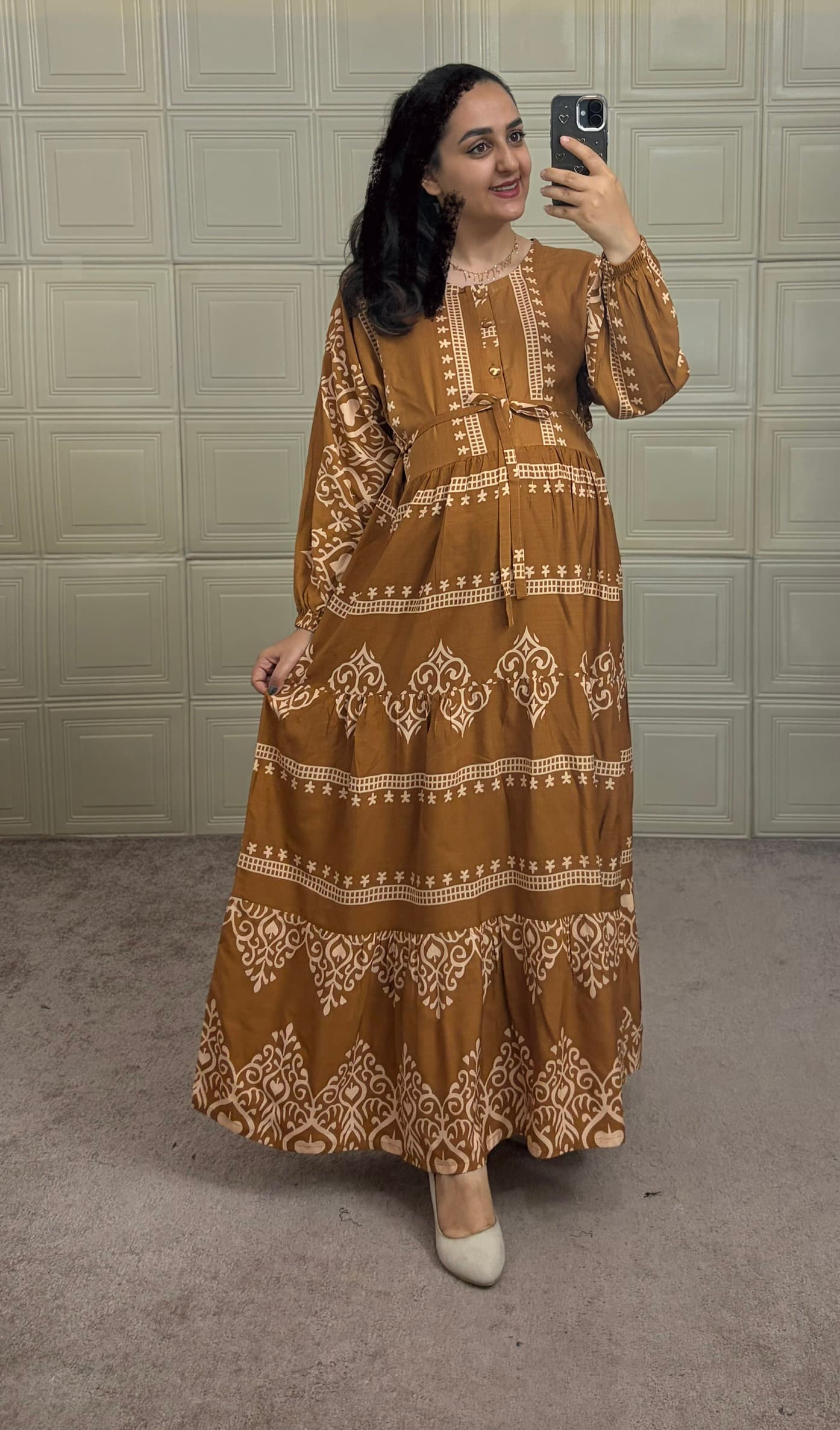 ساحلی نخی طرح هندی نارنجی