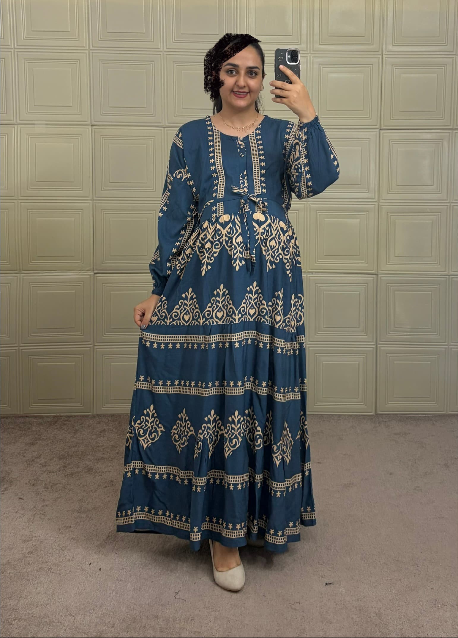 ساحلی نخی طرح هندی نارنجی — تصویر ۵