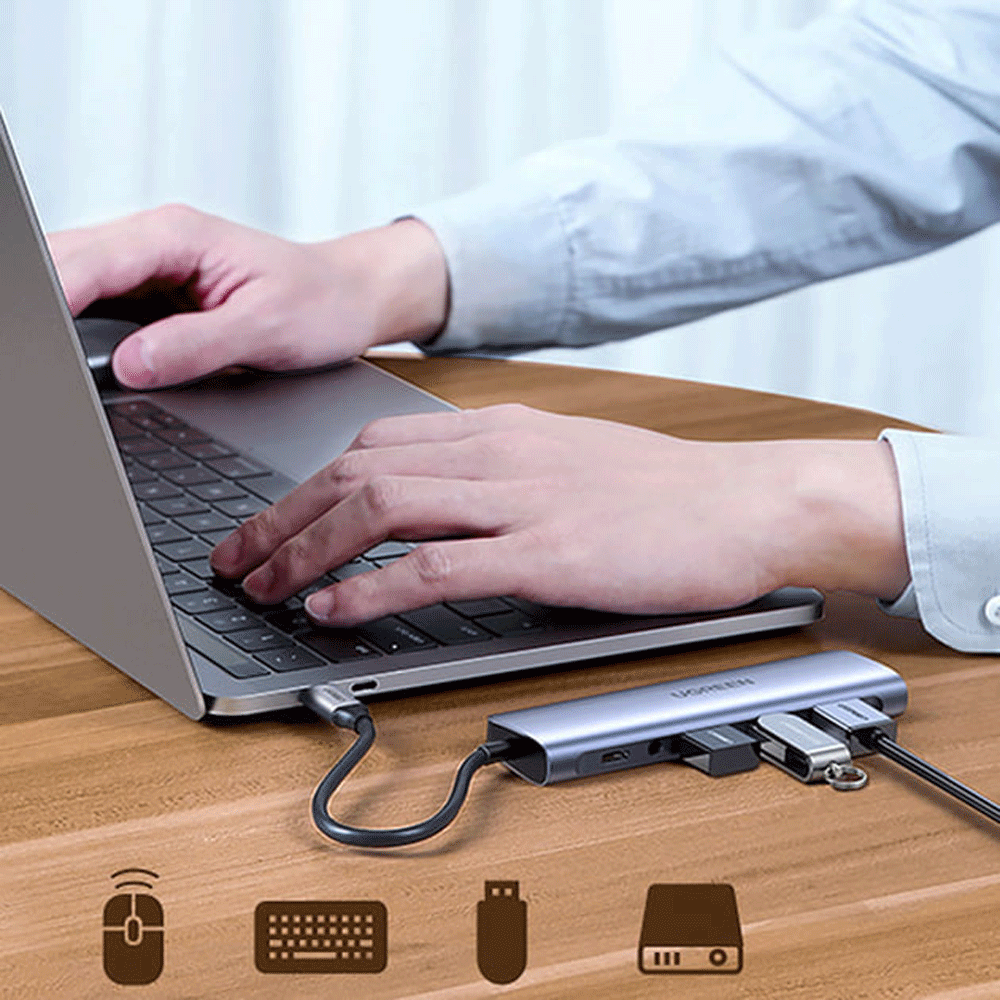 هاب تایپ سی 6 پورت یوگرین CM136 80132 — تصویر ۲