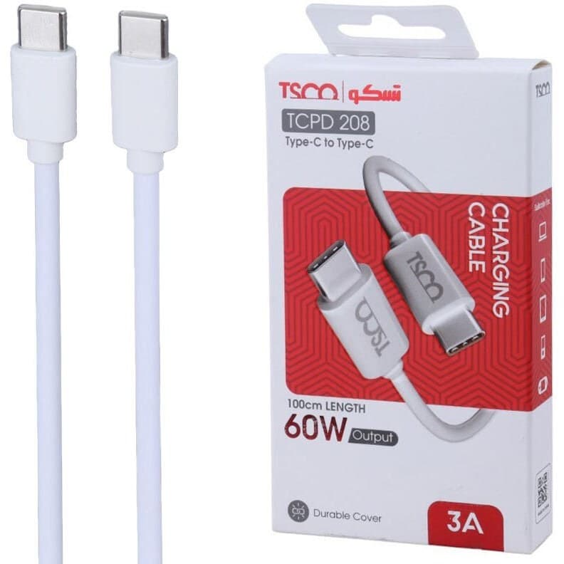 کابل تبدیل USB-C تسکو مدل TCPD208 طول ۱ متر ۶۰ وات — تصویر ۲