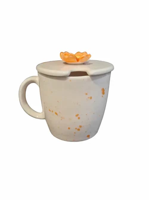 ماگ درب دار طرح گل - دکوتیکو
