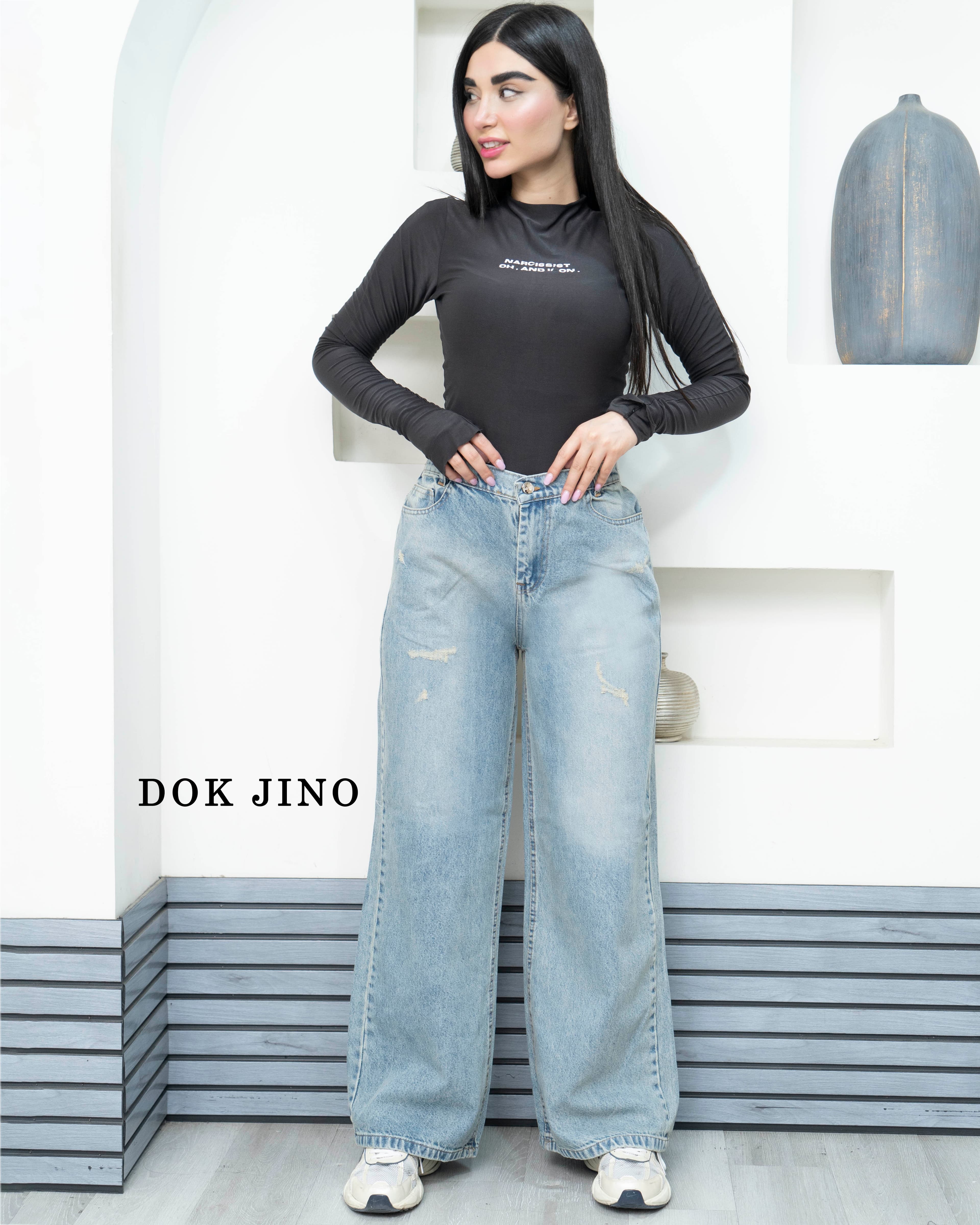 شلوار فول بگ زنانه جین روشن قد 107