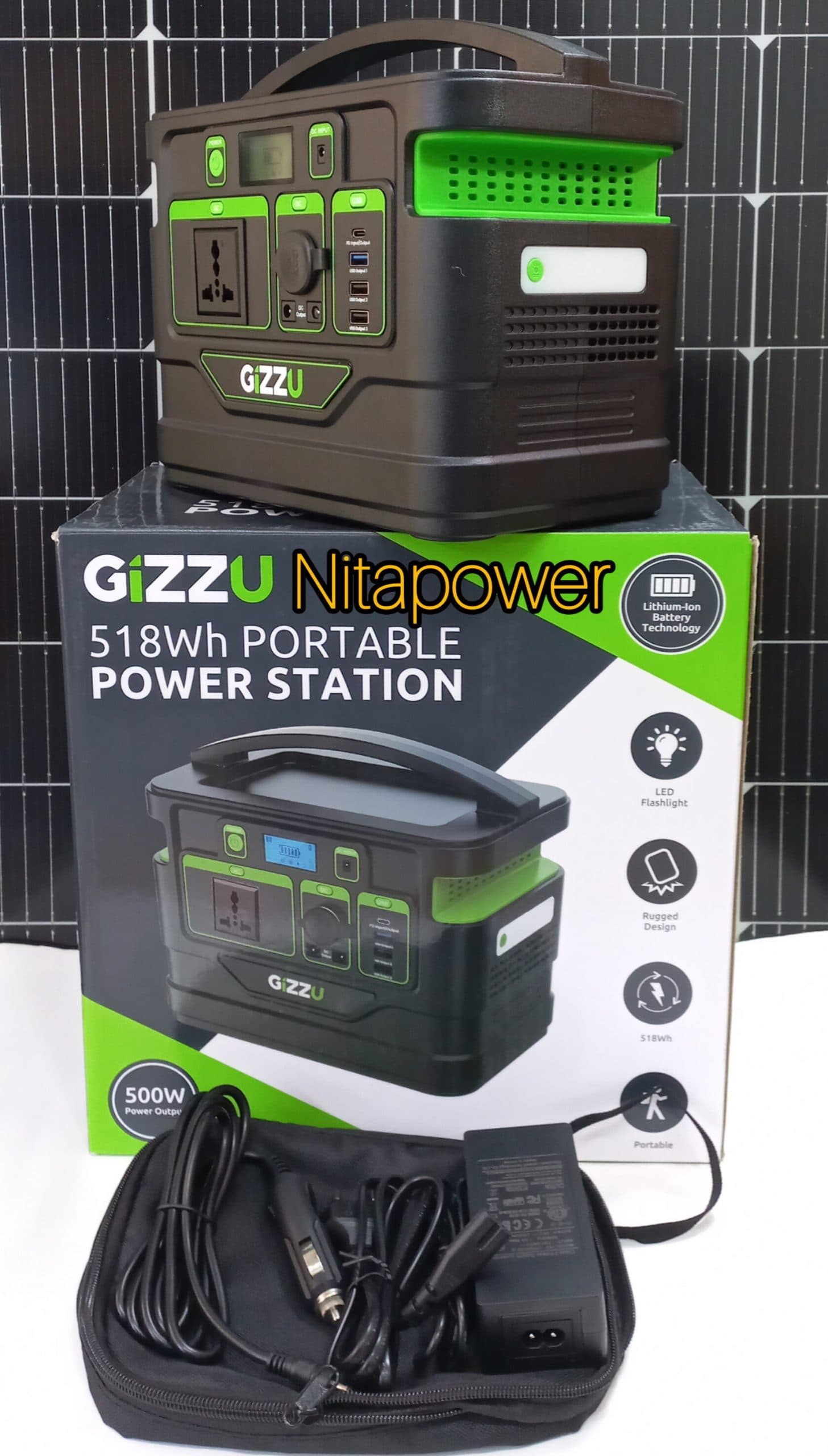 پاور استیشن قابل حمل گیزو مدل GPS500 GIZZU 518W — تصویر ۴