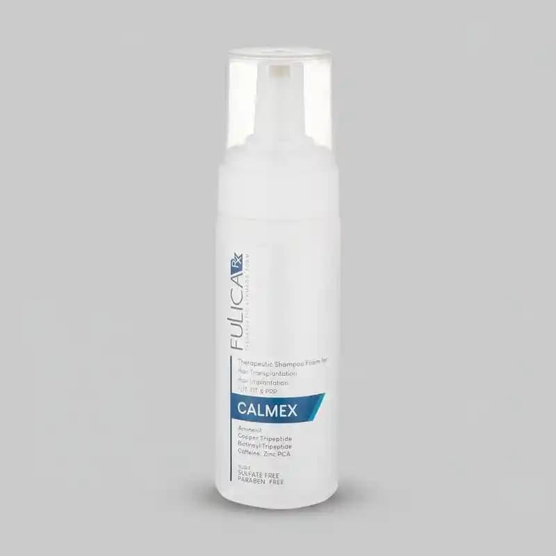 شامپو پس از کاشت مو فولیکا مدل CALMEX حجم 150 میلی‌لیتر، مغذی، ضد خارش، ضد التهاب، تقویت‌کننده مناسب بزرگسالان