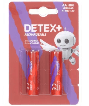 باتری قلمی شارژی دتکس پلاس (+DETEX) مدل HR6 سایز AA بسته ۲ عددی