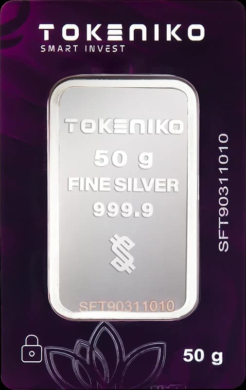 شمش نقره برند توکنیکو 50 گرمی خالص عیار 999.9