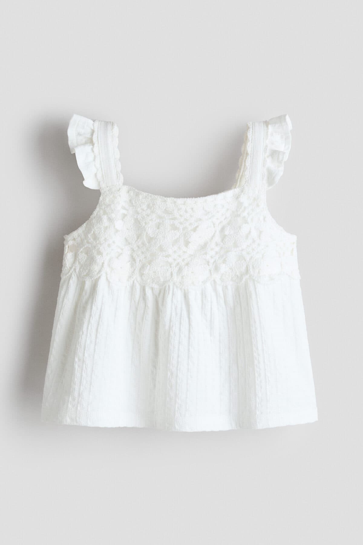 بلوز اچ اند ام دخترانه سفید راسته Regular/رگولار | H&M 1348902 CN — تصویر ۳