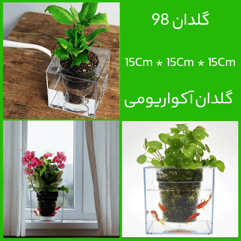 گلدان خودآبیار آکواریومی شفاف - گلدان 98 — تصویر ۲