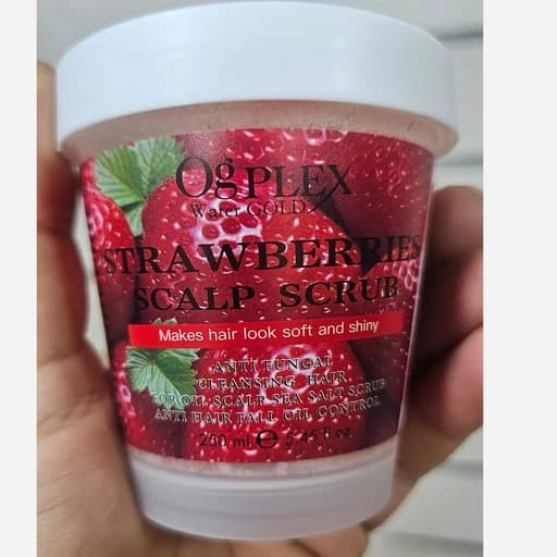 اسکراپ کف سر اوجی پلکس برزیلی اورجینال 250 میل از بین برنده شوره و چربی کف سر پاک کننده قوی کف سر رایحه توت فرنگی بدون س — تصویر ۶