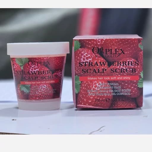 اسکراپ کف سر اوجی پلکس برزیلی اورجینال 250 میل از بین برنده شوره و چربی کف سر پاک کننده قوی کف سر رایحه توت فرنگی بدون س — تصویر ۵