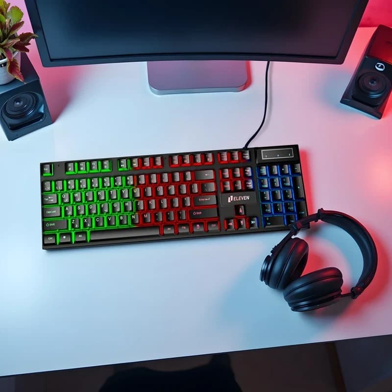 کیبورد گیمینگ ایلون مدل GK101 سوئیچ ممبران، Full-Size، نورپردازی RGB از فروشگاه کامپیوتر صبا — تصویر ۳