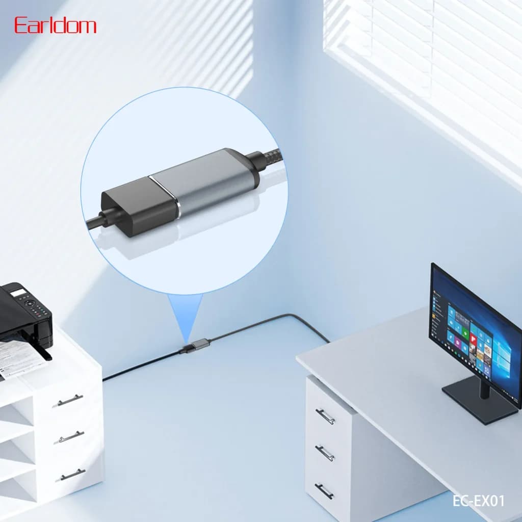 مشخصات ، و خرید کابل افزایش USB 2.0 ارلدام (Earldom) مدل EC-EX01 - طول ۳ متر - با روکش بافت مقاوم — تصویر ۲