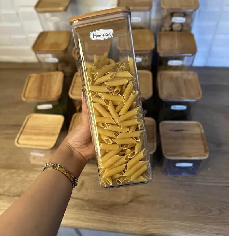 جا حبوباتی مربع درب چوبی سایز 4 آراگل هوم کت — تصویر ۳