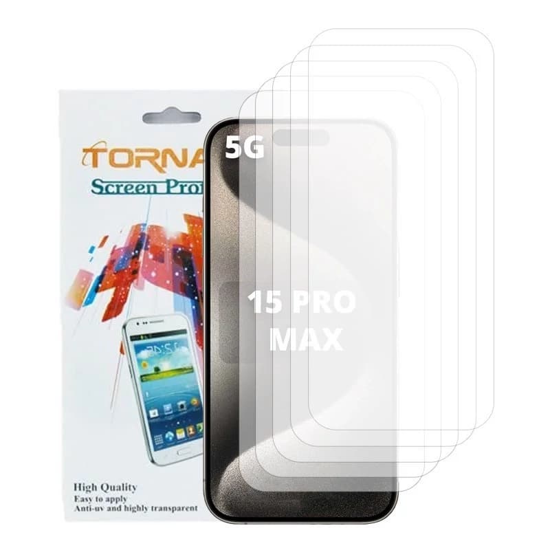 گلس محافظ صفحه نمایش تورنادو مدل نانو گلس مناسب برای موبایل اپل iPhone 15 Pro Max بسته 5 عددی