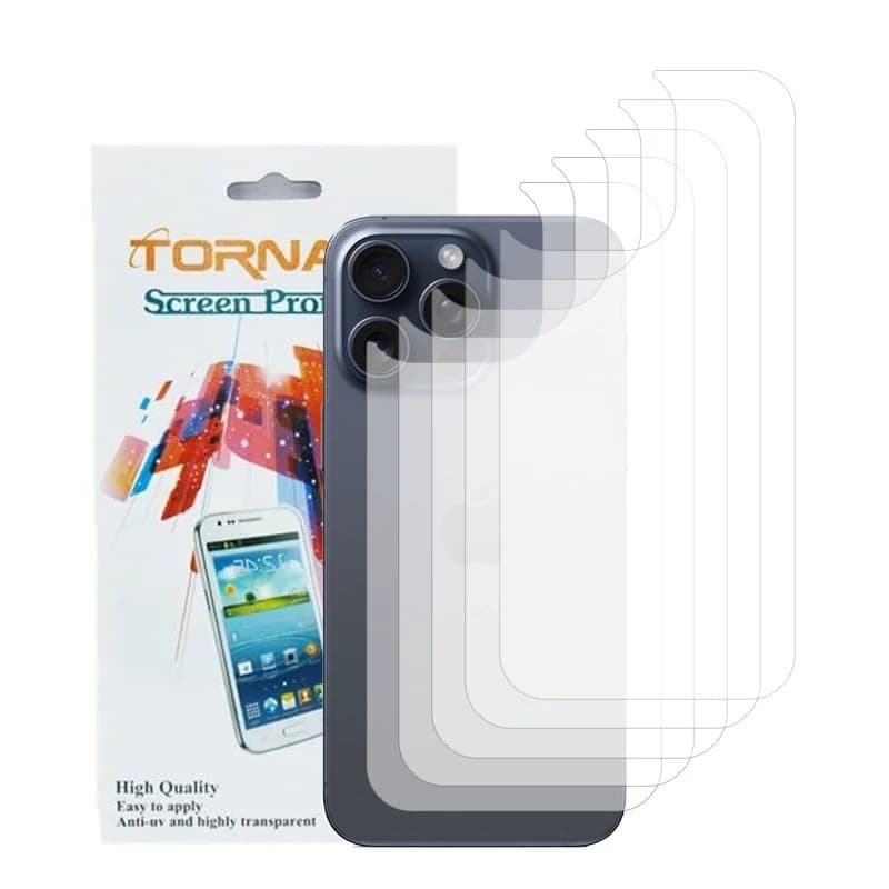 محافظ پشت گوشی تورنادو مدل نانو گلس مناسب پشت موبایل اپل iPhone 15 Pro Max بسته 5 عددی
