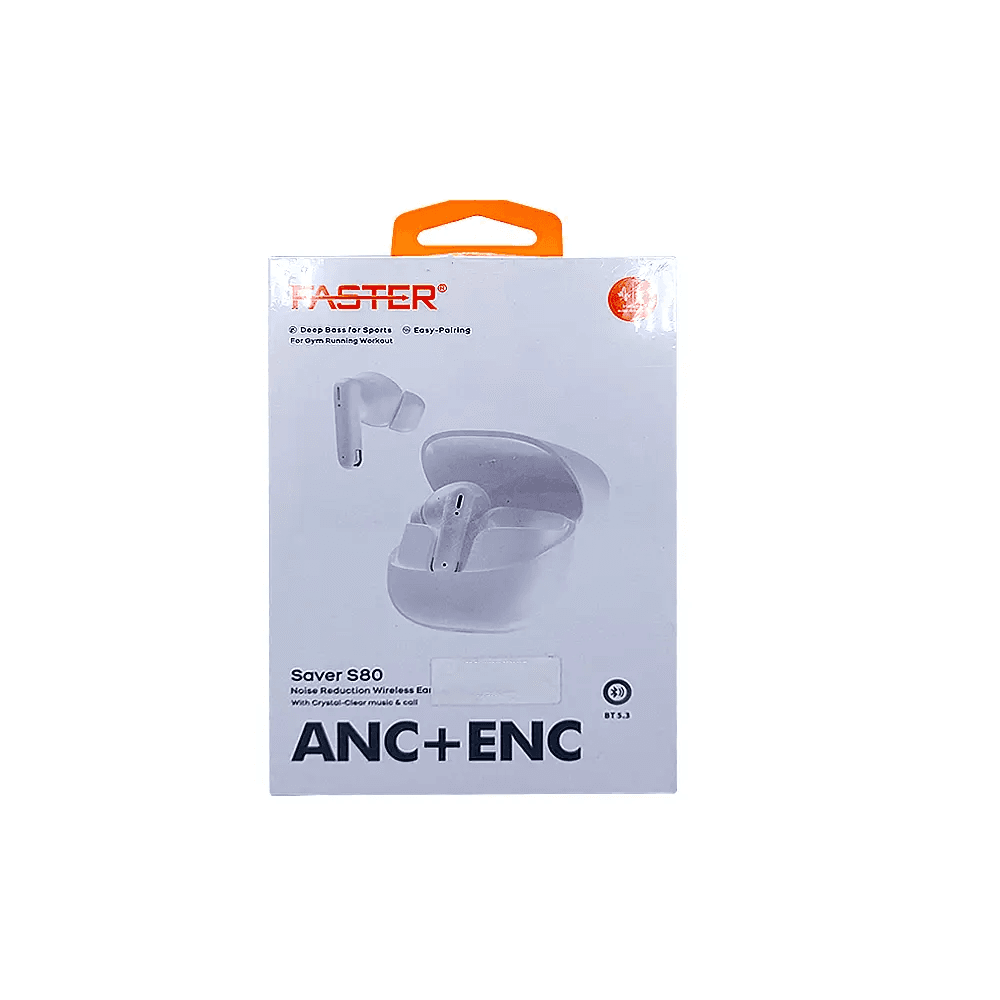 ایرپاد فستر نویز کنسلینگ Faster Saver S-80 ANC+ENC ( 12 ماه گارانتی + وارانتی طلایی تعویض )