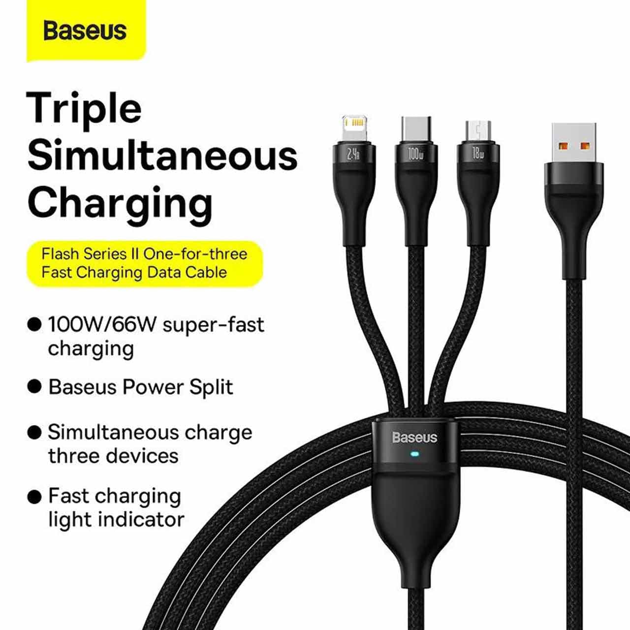 کابل شارژ فست سه کاره Baseus مدل CB000029 — تصویر ۲