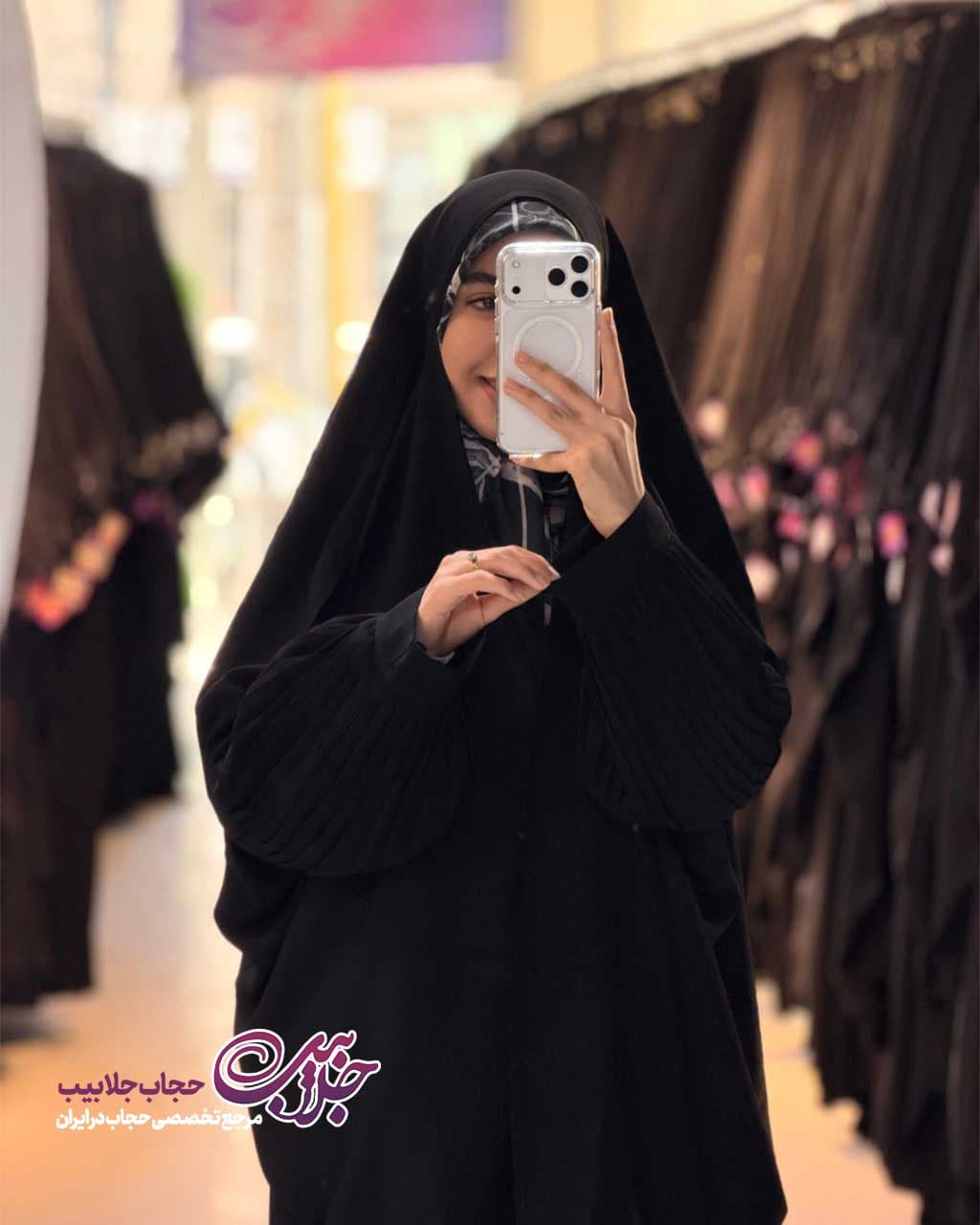 چادر بیروتی کرپ+ (آستین پلیسه) | حجاب جلابیب — تصویر ۴