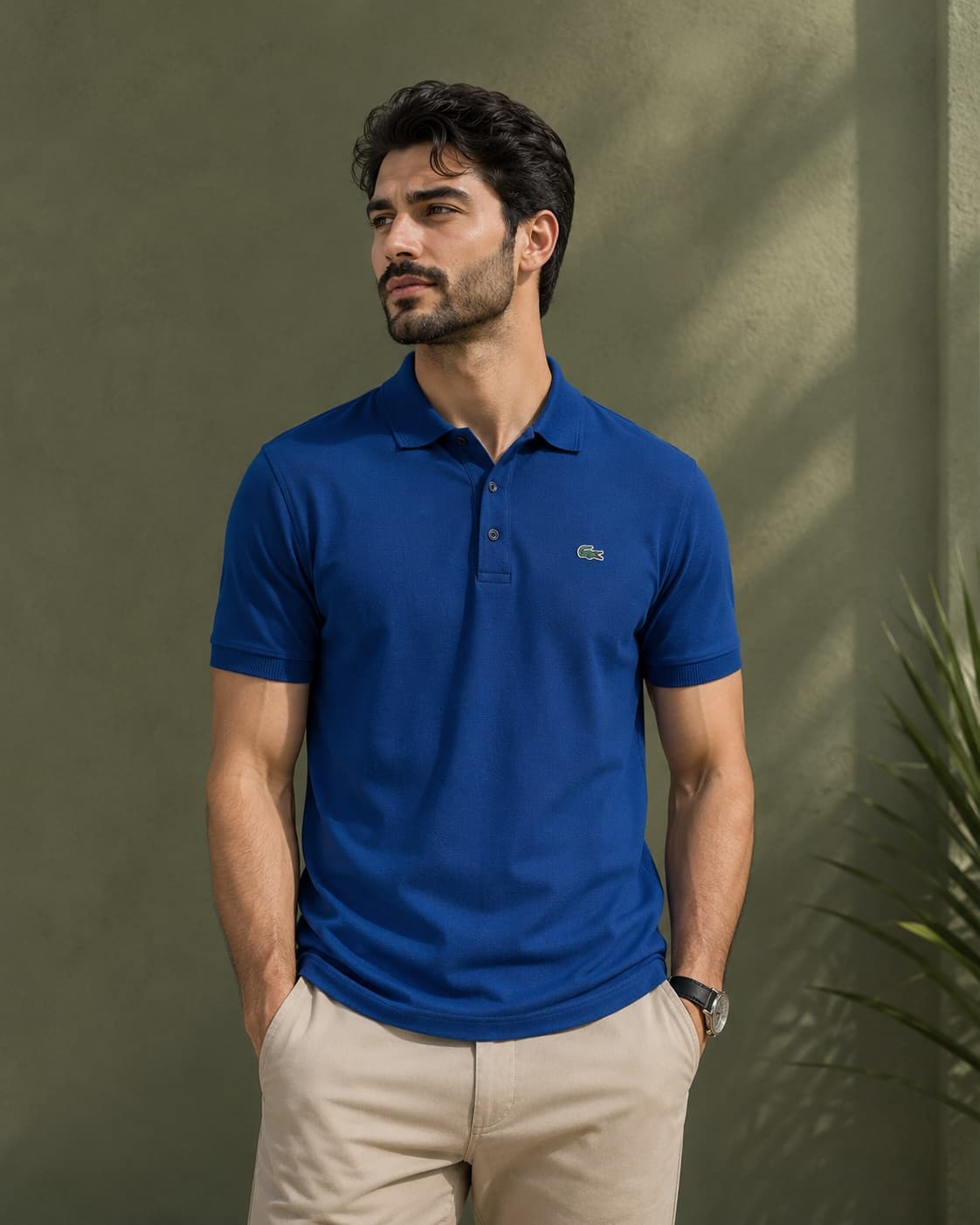 پولوشرت مردانه لاگوست LACOSTE جودون آبی نفتی آستین کوتاه
