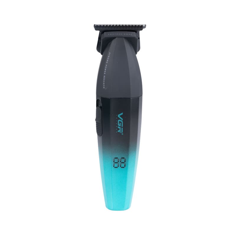 ماشین اصلاح موی سر و صورت وی جی آر مدل V-906 با تیغه سرامیکی پوشش DLC، موتور 9000 دور در دقیقه، باتری 2000 میلیآمپر ساعت با 240 دقیقه عمر شارژ، صفحه نمایش LED، طراحی ارگونومیک و مقاوم، قابلیت صفرزن، — تصویر ۲