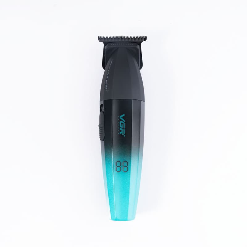 ماشین اصلاح موی سر و صورت وی جی آر مدل V-906 با تیغه سرامیکی پوشش DLC، موتور 9000 دور در دقیقه، باتری 2000 میلیآمپر ساعت با 240 دقیقه عمر شارژ، صفحه نمایش LED، طراحی ارگونومیک و مقاوم، قابلیت صفرزن، — تصویر ۸