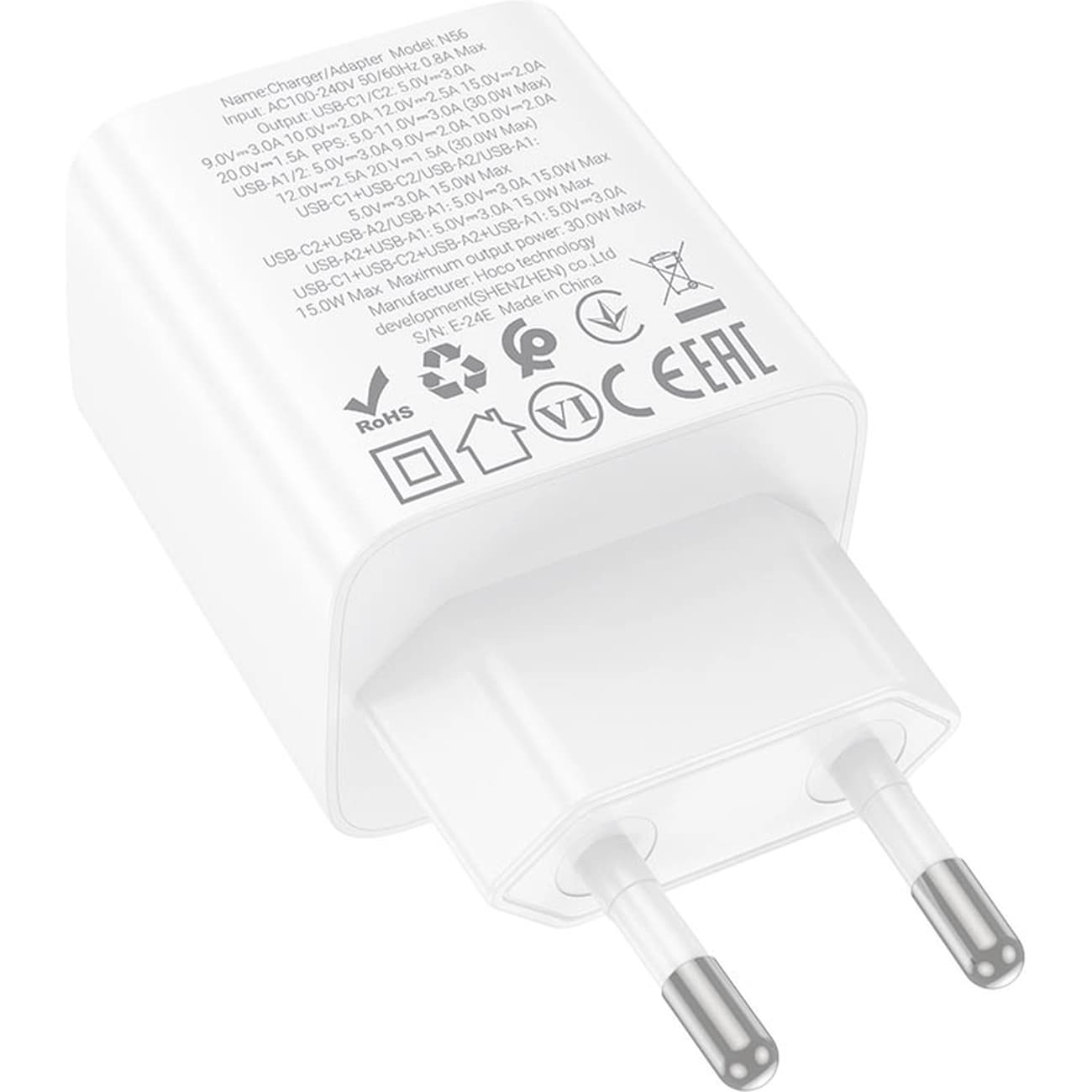 شارژر دیواری هوکو HOCO مدل N56 چهار پورت 30 وات — تصویر ۳