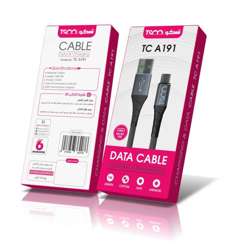 کابل تبدیل USB به MicroUSB تسکو مدل TC A191 طول 1 متر - جانبی تول — تصویر ۶