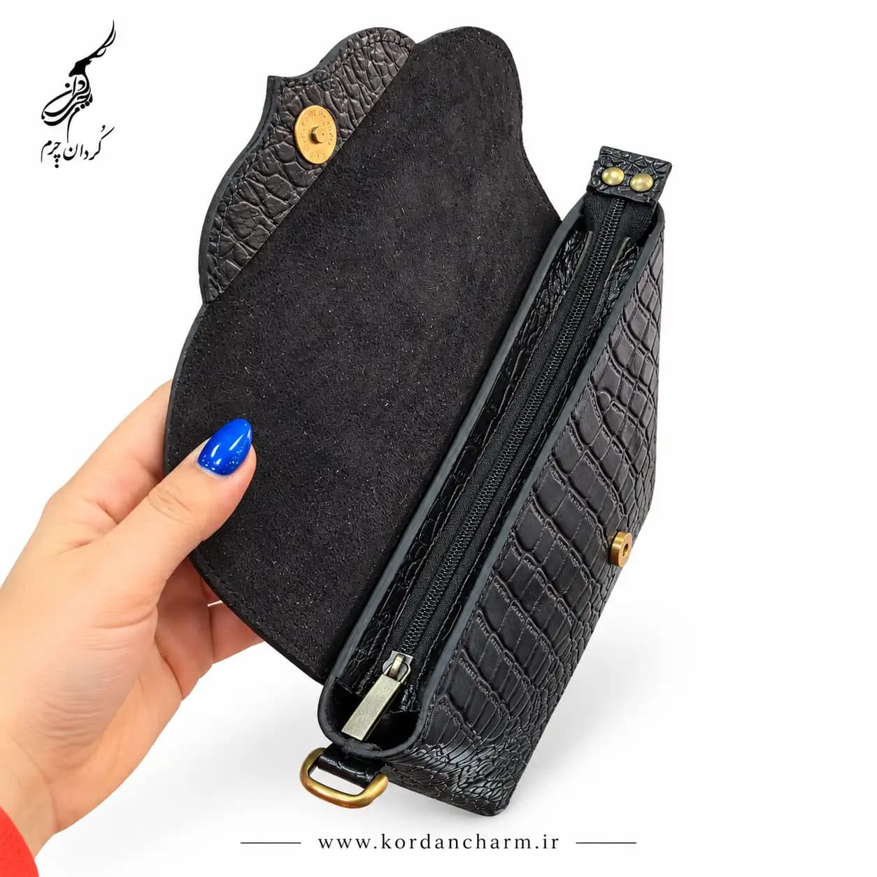 کیف دوشی چرم زنانه مدل خاطره طرح پریما — تصویر ۵
