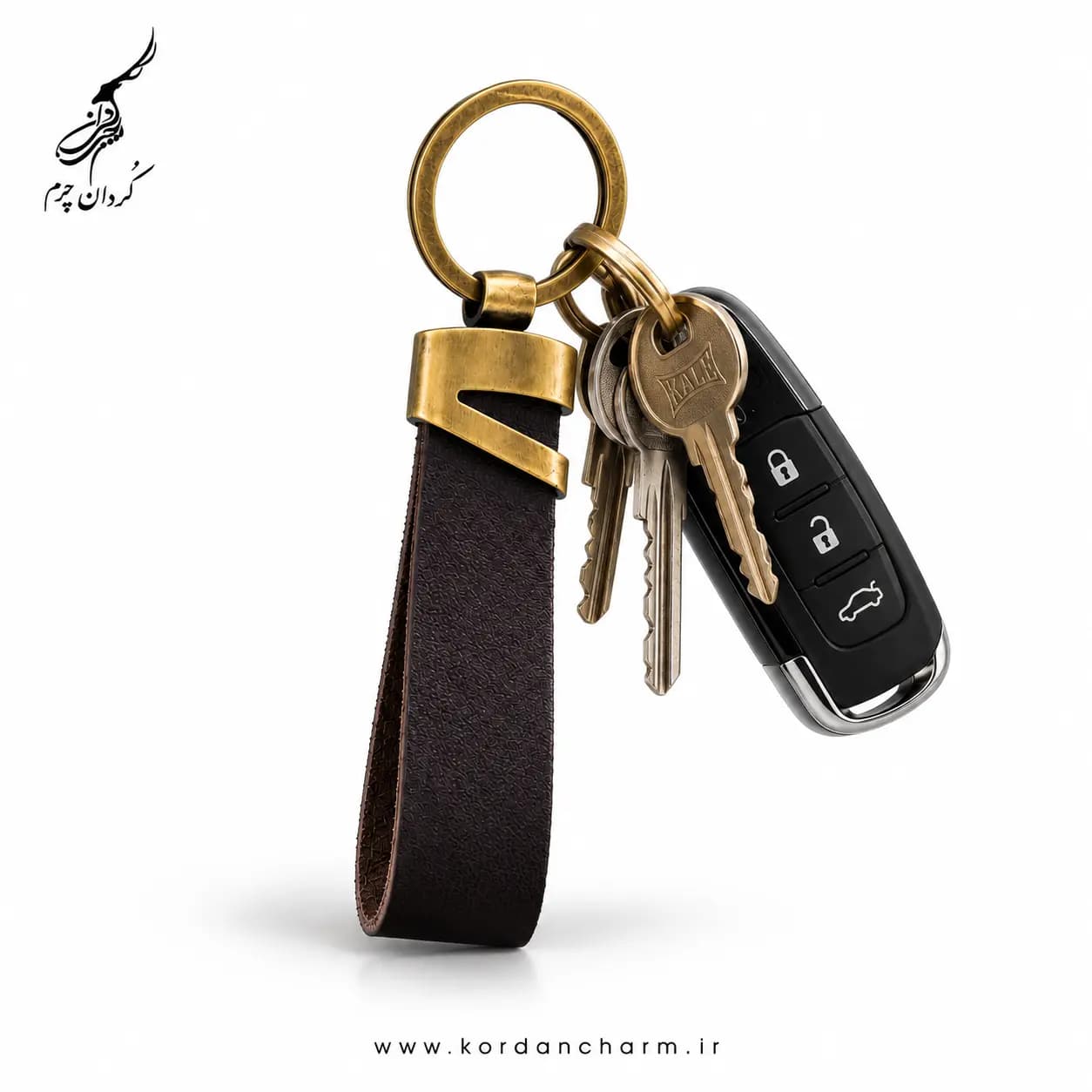 دسته کلید چرم مدل لبخند طرح ساده