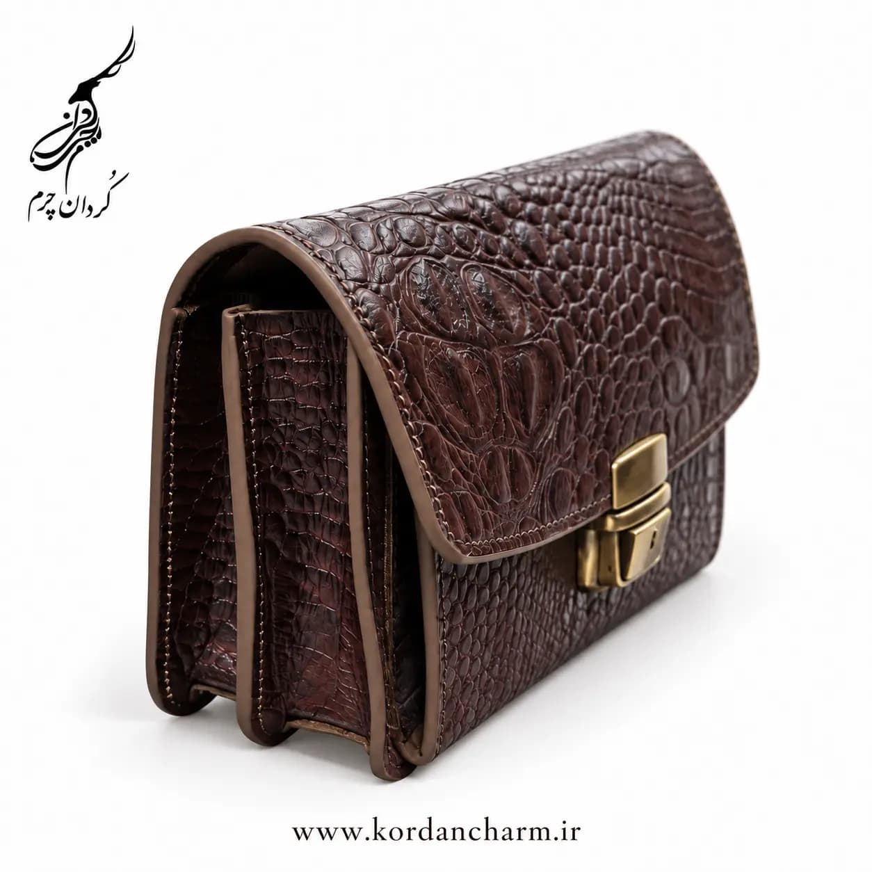 کیف دستی مردانه چرم مدل داریوش طرح کروکودیل — تصویر ۵