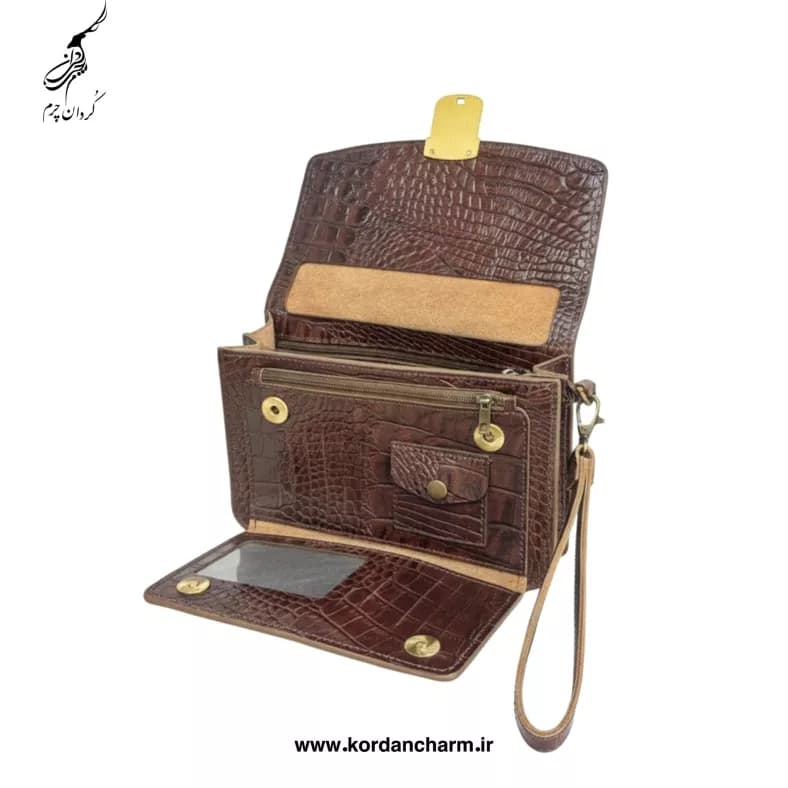 کیف دستی مردانه چرم مدل داریوش طرح کروکودیل — تصویر ۲