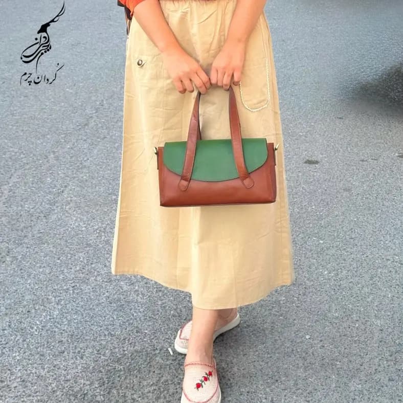 کیف مجلسی چرم زنانه مدل ایراندخت طرح ترکیبی — تصویر ۵
