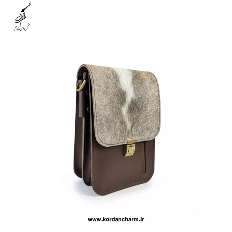 کیف دوشی چرم مدل پارسا طرح مویی