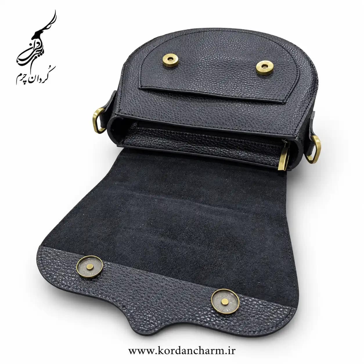 کیف دوشی زنانه چرمی مدل نیلوفر طرح فلوتر — تصویر ۳