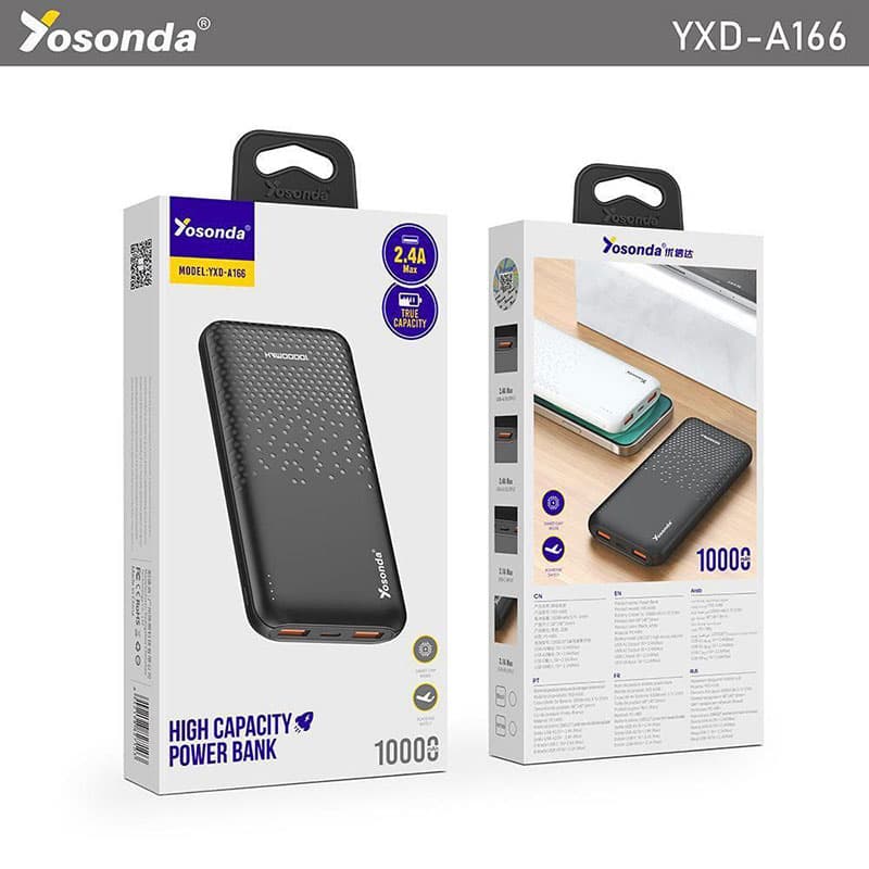 پاوربانک Yosonda مدل A166 | ظرفیت 10000mAh با سرعت شارژ عالی