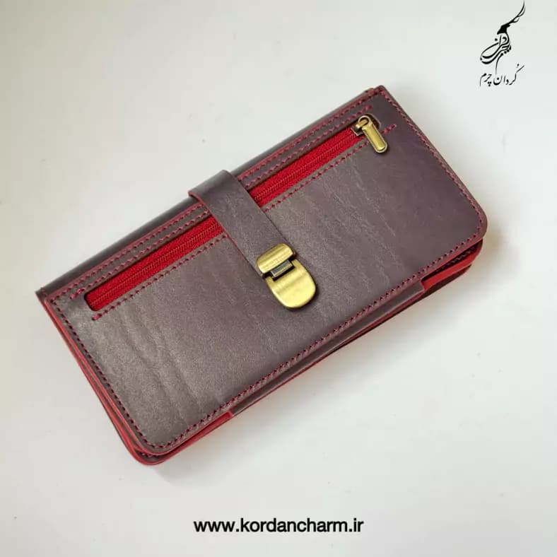 کیف پول چرم زنانه مدل کمند طرح ساده — تصویر ۲