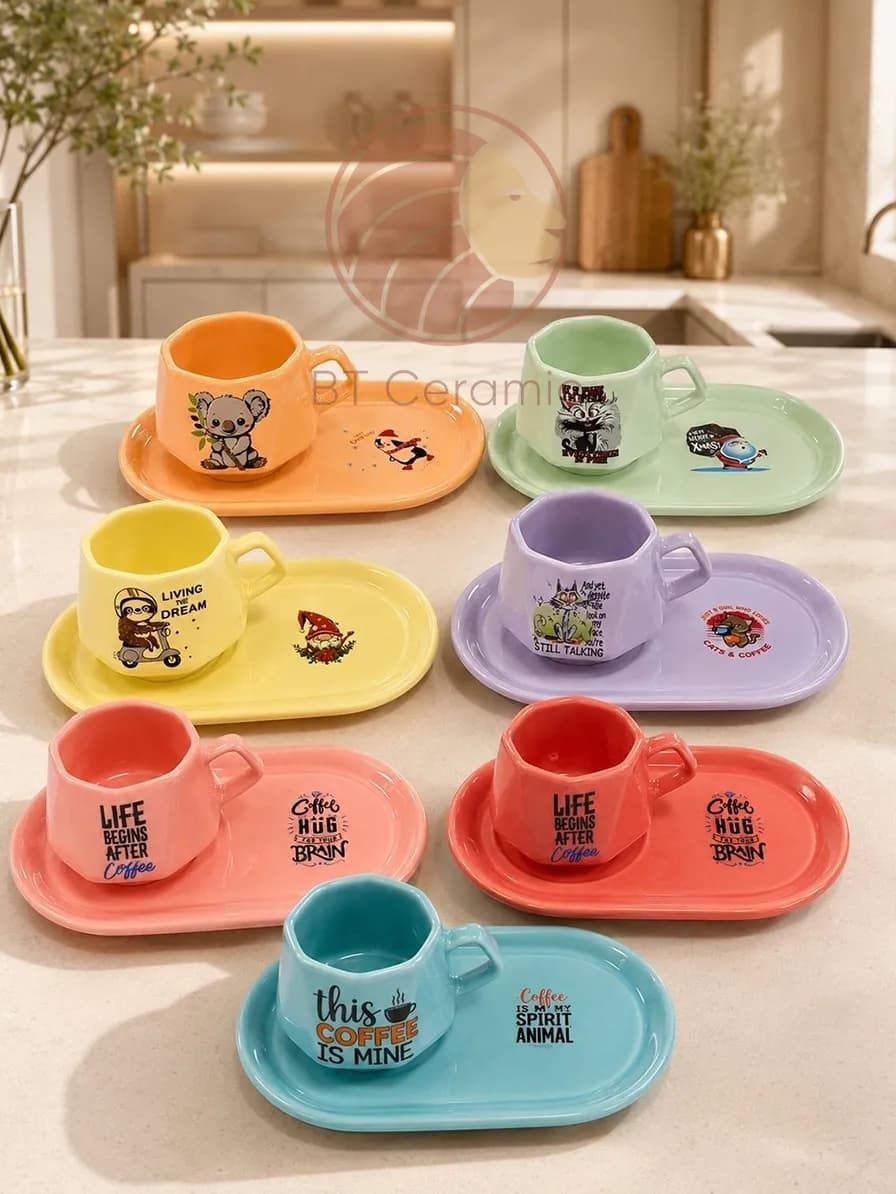 ست قهوه خوری سرامیکی رنگی