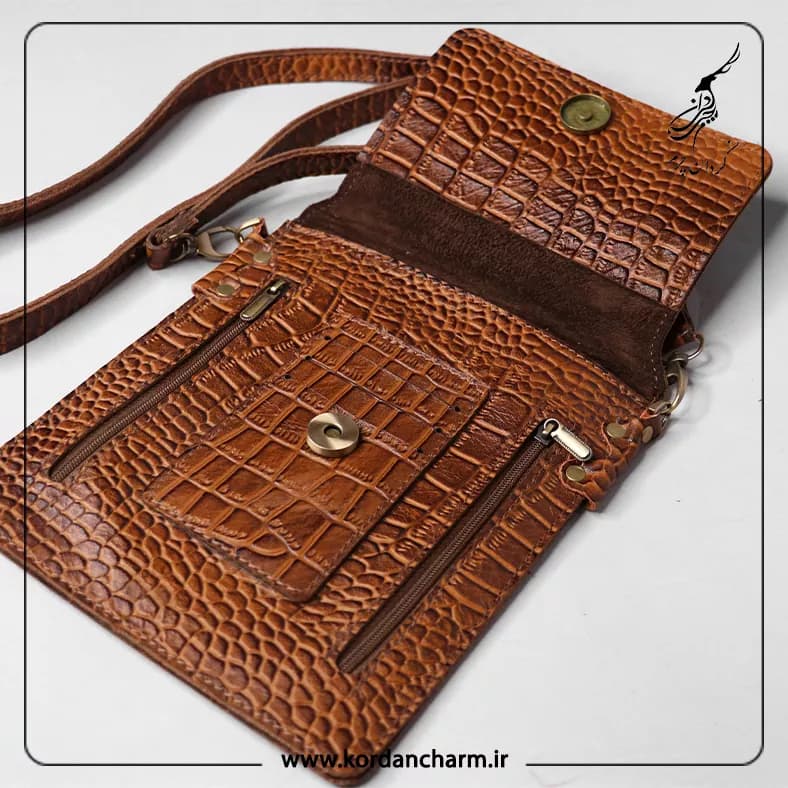 کیف دوشی چرم مدل گلاره طرح پریما — تصویر ۲