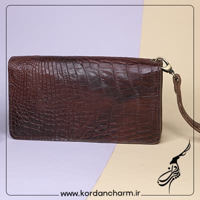 کیف دستی چرم گاوی طرح کروکدیل مدل آوید