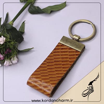 دسته کلید چرم گاوی طرح لیزارد