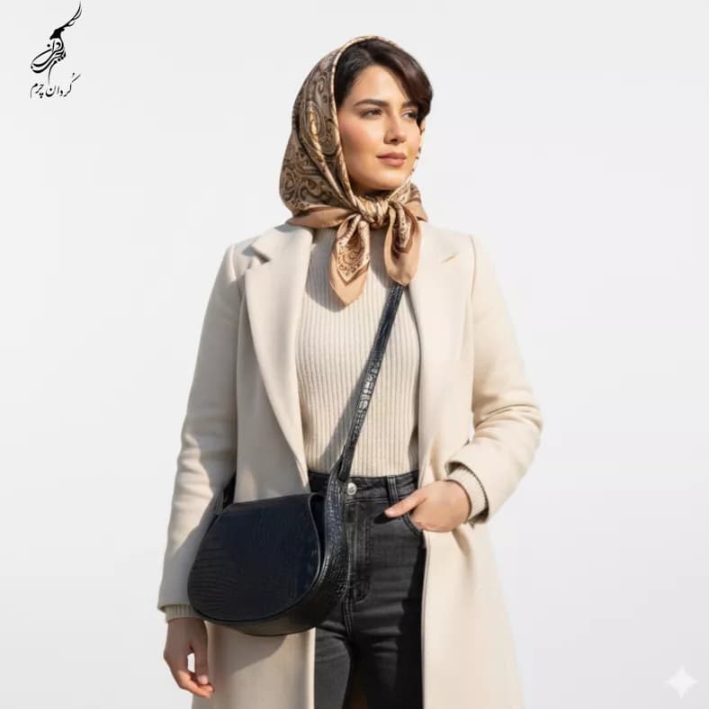 کیف دوشی زنانه چرم کروکدیل مدل سارین — تصویر ۷